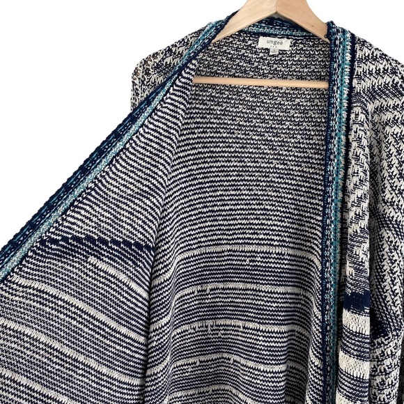UMGEE Open Front Cascading Patterned Longline Cardigan - Picture 5 of 12